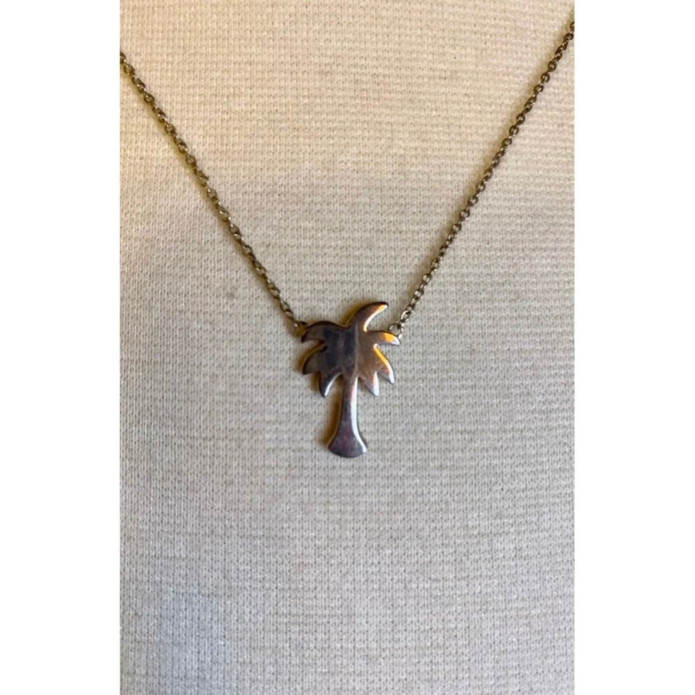 Myrtle Beach Palmetto‎ Tree Silver Necklace